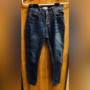 Red Bottoms High-Rise Dark Blue Women's Button-Fly Jeans